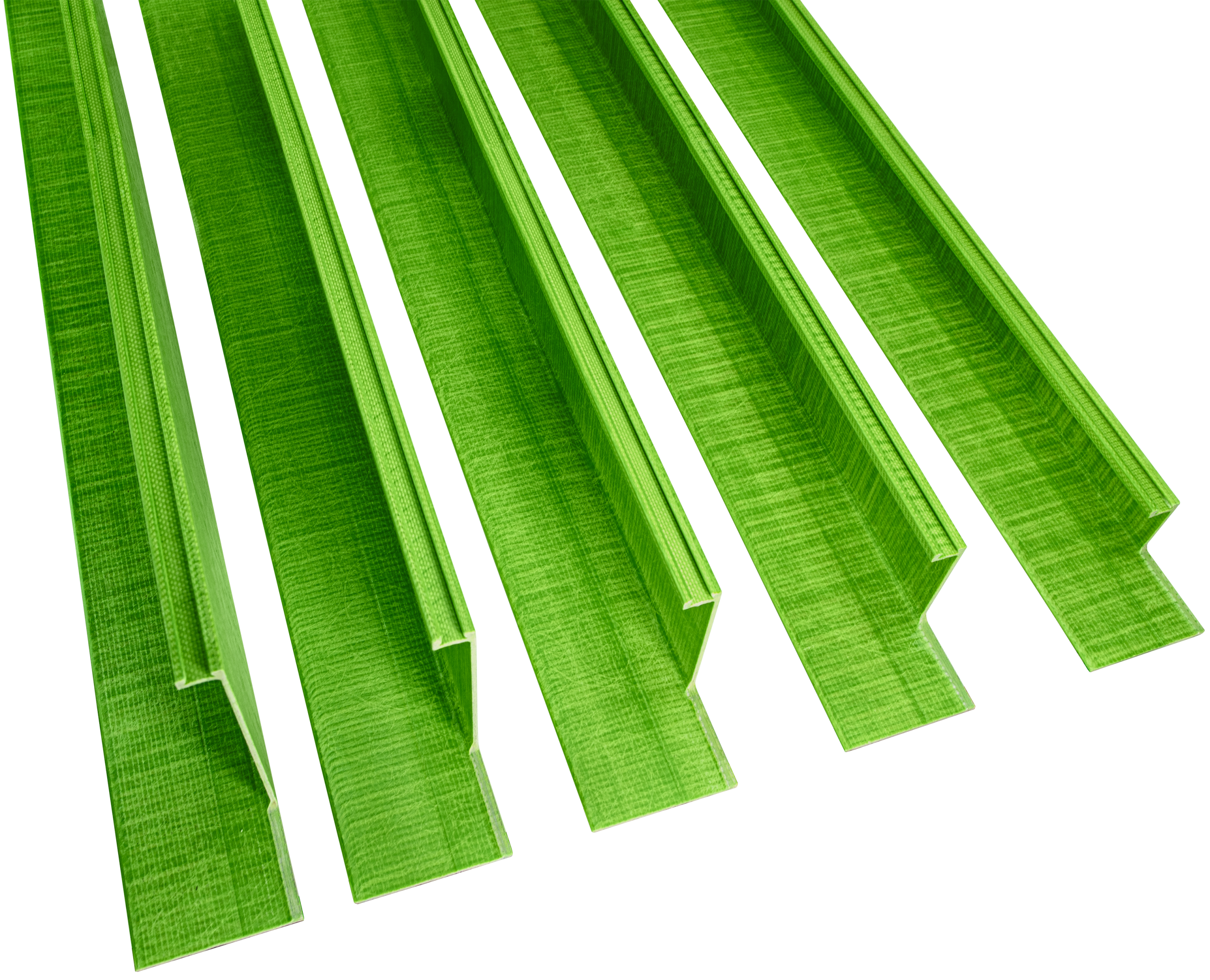 The composite fiberglass left jamb component of the GreenGirt CMH XO system before adding the modular aluminum flanges, showing various depths (2, 3, 4, 5, and 6 inches) available for customization.