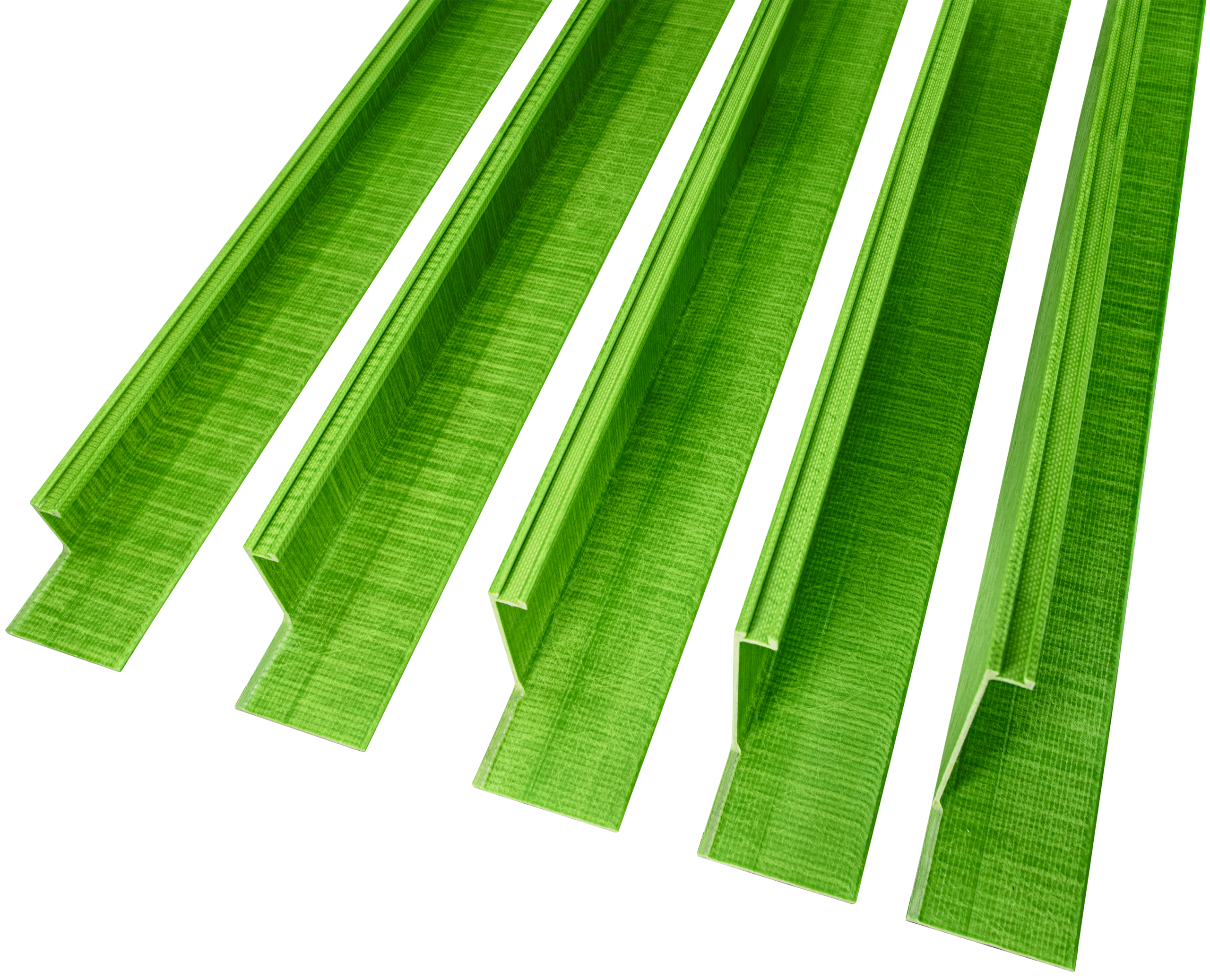 The composite fiberglass right jamb component of the GreenGirt CMH XO system before adding the modular aluminum flanges, showing various depths (2, 3, 4, 5, and 6 inches) available for customization.