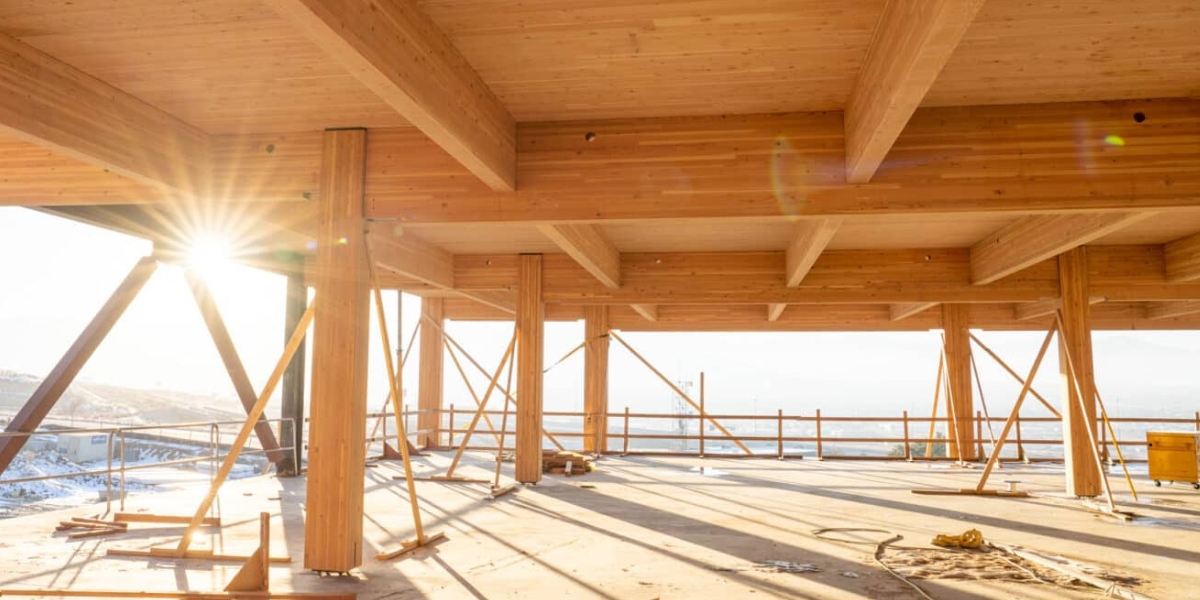 Mass timber framing under construction | Advanced Architectural Products | Photo by Gardner Group